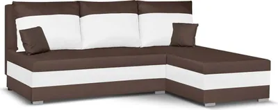Produktbild von Ecksofa mit Schlaffunktion GUSTAV - Dunkelbraun/Weiß