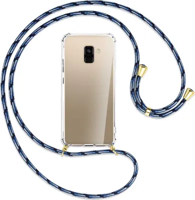 Produktbild von Handykette Backcover-Schutzhülle mit Band (Metall goldfarben) für Samsung Galaxy A8 2018 - Blautöne