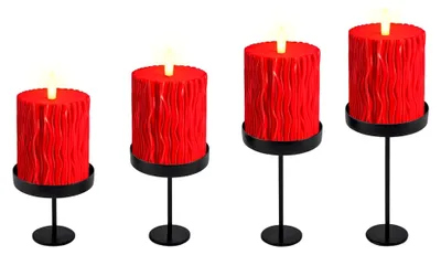 Produktbild von Magnetischer Kerzenhalter schwarz 4er Set - H 12/10/8/6 cm - Metall Kerzenständer für Stumpenkerzen - Advents Kerzenleuchter für Metalltabletts