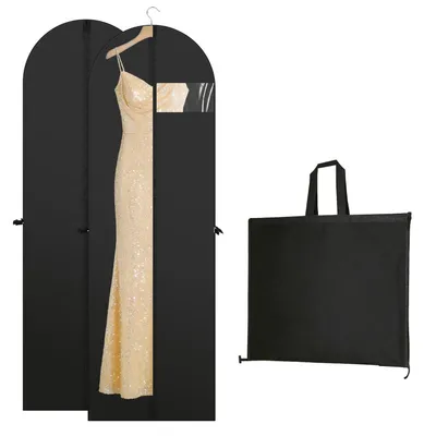 Zdjęcie produktu dla Zestaw 2 worków na ubrania, 180x60 cm, składane, z uchwytem, kolor czarny