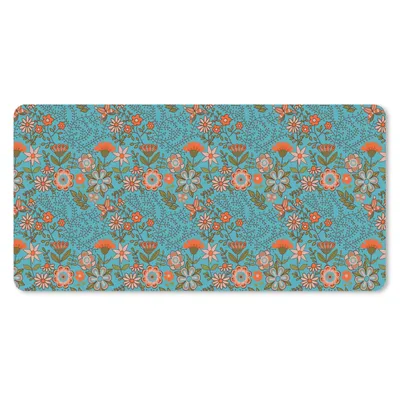 Produktbild von MuchoWow® Mauspad Mousepad Bohème - Blumen - Orange - Retro - Design 60x30 cm - Mousepads - Maus Mat - Pad - Mausunterlage - Nachhaltig