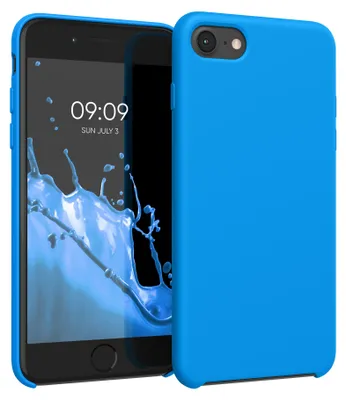 Produktbild von kwmobile Handyhülle für Apple iPhone SE (2022 / 2020) / iPhone 8 / 7 Hülle - Case Silikon - Kabelloses Laden - Schutzhülle Cover in Strahlend Blau