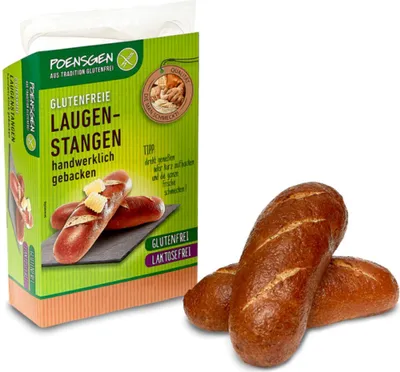Produktbild von Poensgen glutenfreie Laugenstangen 2x75g laktosefrei Packung 150g