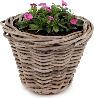 Produktbild von Rattan Pflanzkübel als hoher, runder Pflanztopf in 30 x 23 cm