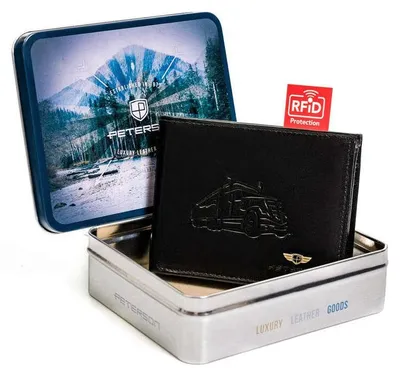 Obrázek produktu pro Peterson pánská kožená peněženka RFID černá 12x9 cm