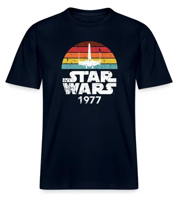 Produktbild von Star Wars Schriftzug 1977 Retro Relaxed Fit Uni T-Shirt, L, Navy