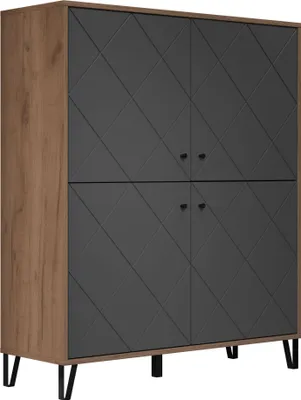 Produktbild von trendteam Montez Highboard Eiche Nachbildung/Graphit, B/H/T ca. 123/136/40 cm
