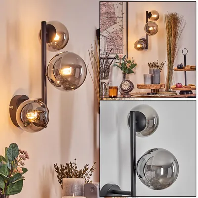 Produktbild von Isorella Wandlampe aus Metall/Glas in Schwarz/Rauchfarben