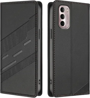 Produktbild von Hülle für Motorola Moto G Stylus 4G 2022, Kunstleder Brieftaschen Handyhülle mit Kartenfach und Standfunktion Schwarz