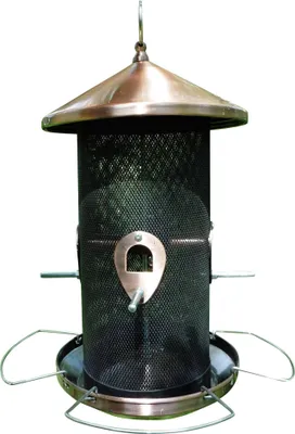 Produktbild von Vogelfutterstation Ø17x30cm Metall Kupfer Futterstation Vogelfutterspender
