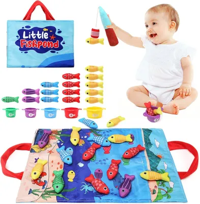 Produktbild von Montessori-Spielzeug für Babys ab 1 Jahr – Fischspielzeug ab 1-2 Jahre – Fischspielzeug – Babyspielzeug – Lernspielzeug – Förderung der Motorik