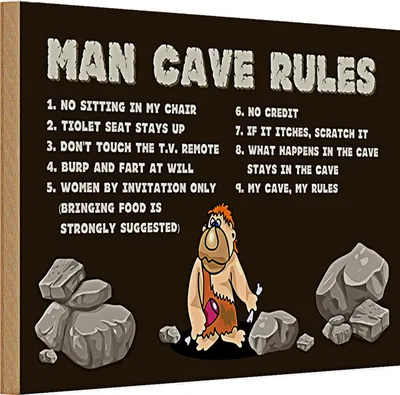 Produktbild von Holzschild Spruch 30x20cm man cave rules Männer Regeln