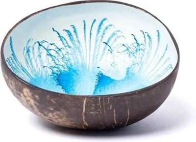 Produktbild von Famanu Kokosnuss-Schale Modern Splash Blau Weiß - Snack- und Dekorationsschale