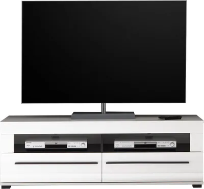 Produktbild von TV-Lowboard in Hochglanz weiß Hifi-Rack COLORADO-61 mit 2 Schüben BxHxT: 140x47x42cm