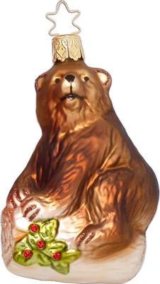 Produktbild von Christbaumschmuck Waldbär auf Baumstamm Glas 9.5cm braun, 1 Stück