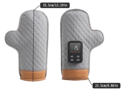 Immagine prodotto di Massaggiatore per le mani - YF-SBQY-12 - Modello lungo - Compressione ad aria - Vibrazione - Regolazione della pressione - Regolazione della temperatura - USB-C, grigio