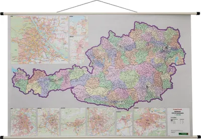 Produktbild von Österreich Wandkarte Postleitzahlen 1:500.000