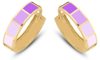 Produktbild von CO88 Collection Ohrringe für Damen – Creolen – Emaille – 16 x 4 mm – Lila – Stahl – Goldfarben – 8CE-70491