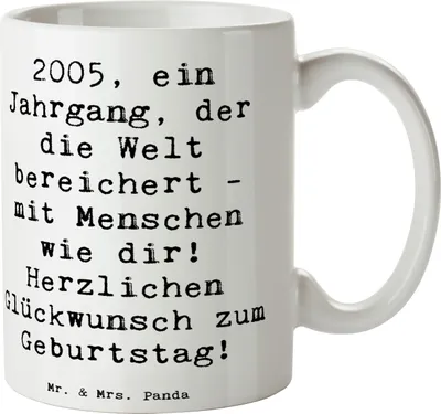 Produktbild von Mr. & Mrs. Panda Pott Spruch 2005 Geburtstag - Weiß - Geschenk, Teepott, feiern, cappuccinotasse, Jahrgang, Happy Birthday, Geburtstagsgeschenk, Keramikbecher, Becher