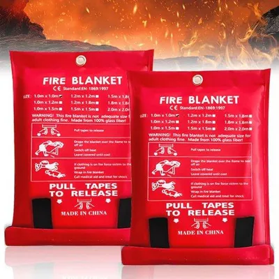 Productafbeelding van 2 Stuks Brandblusdeken 150x150 cm - Veiligheidsdeken voor Keuken, Auto en Kamperen