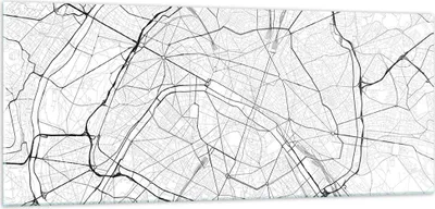 Produktbild von Bilder auf glas - Einteilig - Stadt Karte Paris - 100x40cm - Glasbilder - Wandbilder - Bilder - zum Aufhängen bereit - Wanddekoration aus Glas - Glas Bilder - Wandbild auf Glas - GAB100x40-4868