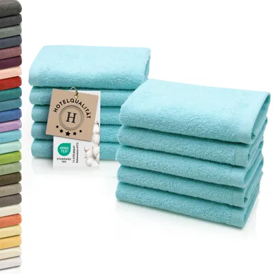 Produktbild von 10er Set Seiftücher, Baumwolle, 30x30 cm, 420g/qm, türkis (azur)