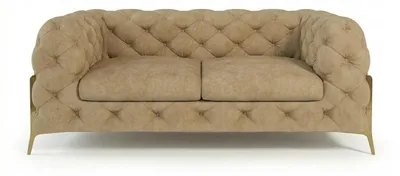 Obrázek produktu pro Béžová dvoumístná pohovka Chesterfield, látková pohovka, pohovky do obývacího pokoje