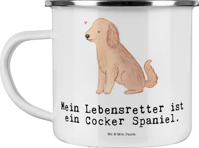 Produktbild von Mr. & Mrs. Panda Teebecher Cocker Spaniel Lebensretter - Weiß - Geschenk, Motivtasse, Kaffeepott, Pott, Haferl, Englische Cockerspaniel, Teetasse