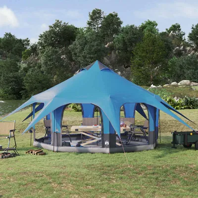 Produktbild von Familienzelt Blau 5-Personen 185T Polyester mit PolyurethanBeschichtung - Campingzelte DE773