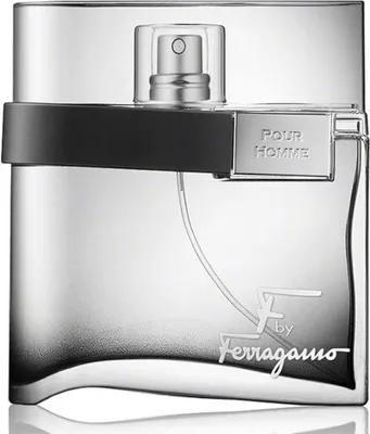 A studio shot of a bottle of Salvatore Ferragamo F by Ferragamo Pour Homme Black eau de Toilette.