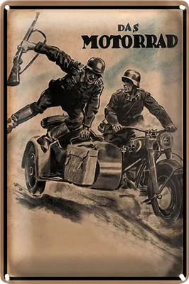 Produktbild von Blechschild Retro 18x12cm das Motorrad Soldaten