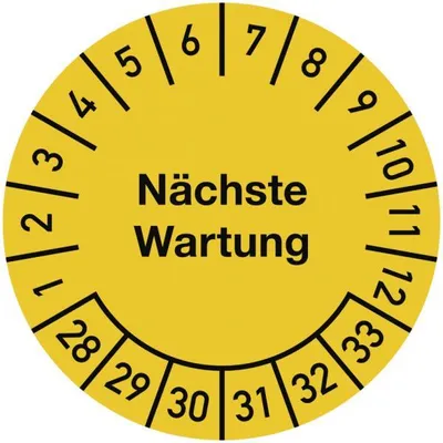 Produktbild von Dreifke® Prüfplakette Nächste Wartung 2028-2033, Dokumentenfolie, Ø 25 mm, 10...