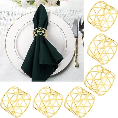 Produktbild von Set mit 10 hohlen Serviettenringen aus Metall, 3 x 4,5 cm, für Thanksgiving, Hochzeiten und Tischdekorationen