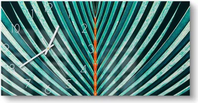 Produktbild von DEQORI Glasuhr 60x30 cm Zahlen 'Palmenblatt-Streifen' Wanduhr Glas Uhr Design leise