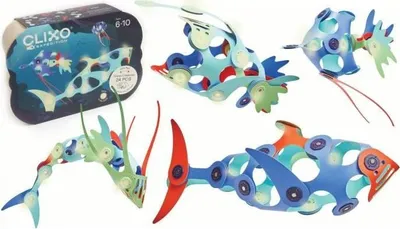 Zdjęcie produktu dla Magnetyczne Klocki Konstrukcyjne Ocean Creatures CLIXO GIPSY TOYS, Fosforyzujące, 24 elementy, Zabawka Kreatywna