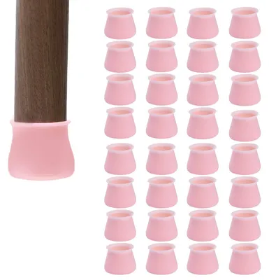 Produktbild von CHENGZI 32 Stück Silikon-Möbelschützer, Silikon-Fußkappen für Stühle, runde Möbel-Fußabdeckungen, rutschfeste Unterlagen für Stühle (rosa)