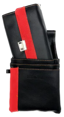 Produktbild von Kellnerbörse mit Kette und Holster Kellnertasche Kellnerportemonnaie Taxibörse schwarz (rot)