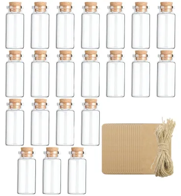 Produktbild von Set mit 20 Mini-Glasflaschen mit Korken und Etiketten für DIY-Projekte