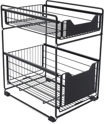 Produktbild von Unter-Sink-Organizer-Regal, 2-stufiges Design, Schubladenmechanismus, schwarz, 2-stufig