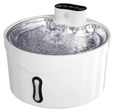 Produktbild von INF 2,6L Haustier Trinkbrunnen mit 4-Stufen Filter, Edelstahl, leise Pumpe Weiß