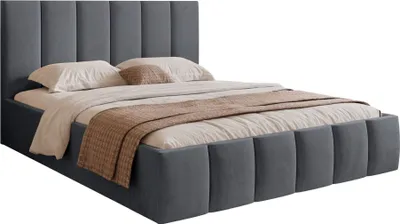Produktbild von Selsey Sarafino - Polsterbett 140x200 cm, mit Bettkasten und Lattenrost, dunkelgrau
