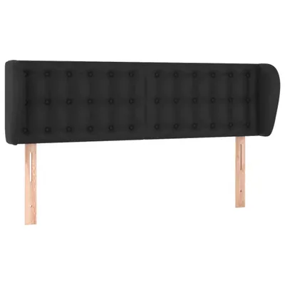 Image de vidaXL Tête de lit avec oreilles Noir 147x23x78/88 cm Similicuir