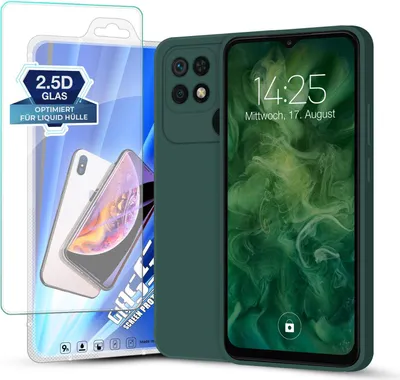Produktbild von Hülle für Xiaomi Redmi 10C mit 9H Displayglas Displayschutz Case Cover Bumper Silikon Softgrip Schutzhülle Farbe: Grün