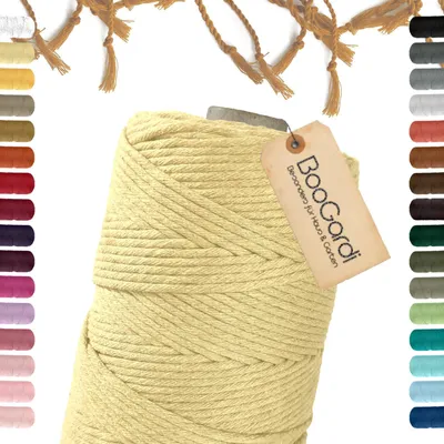 Image de BOOGARDI Fil macramé · Jaune clair 3mm x 200m · Fil laine 3mm ou 5mm nouage créatif tissage tricot DIY corde bohème