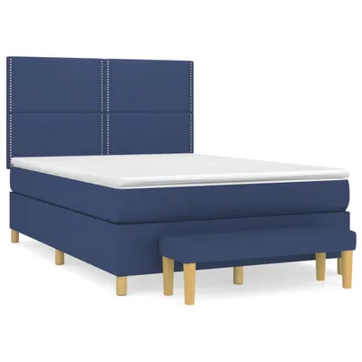Produktbild von Boxspringbett mit Matratze Blau 140x200 cm Stoff