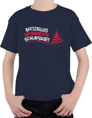 Produktbild von Offizielles Weihnachts-Schlafshirt Christbaum - Weihnachten Xmas Christmas Uni Kinder T-Shirt, Navy, 128