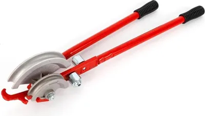 Obrázek produktu pro Ohýbačka trubek – Ruční ohýbačka trubek – Pro trubky o průměru 15 mm a 22 mm – Ohyb 90° – Ergonomická rukojeť – Pro měď, hliník, železo – Ocelová konstrukce – Červená