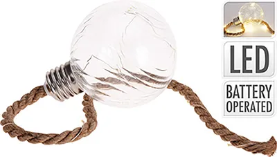Produktbild von Transparente Glaskugel 60 cm mit warmweißer LED-Beleuchtung und Schiffstau-Aufhängung