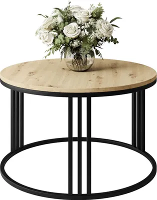 Produktbild von Runder Couchtisch LORI LOFT, Schwarz / Artisan Eiche
