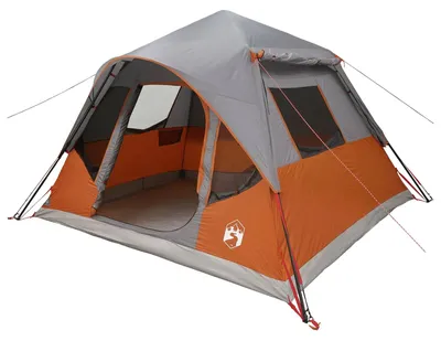 Image de Tente Sofort de vidaXL avec toit, gris et orange, 305 x 275 x 190 cm